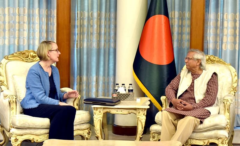 British High Commissioner to Bangladesh Sarah Cooke met interim government Chief Adviser Prof Muhammad Yunus